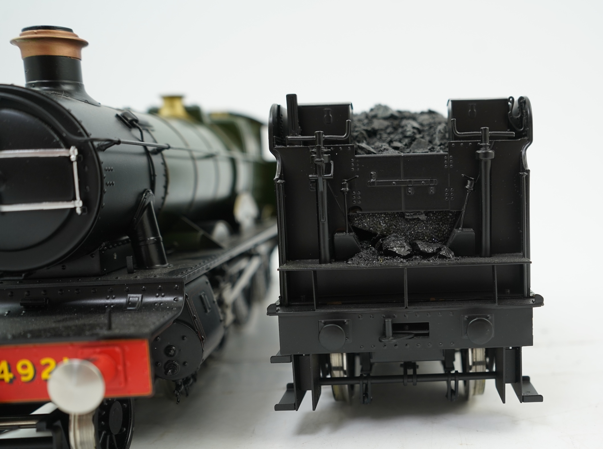 A Gauge One 1/32 scale Finescale Brass (by SanCheng, China) model of GWR Hall Class, Eaton Hall, 4921, 4-6-0 tender locomotive, powered for two rail operation, with original separate boxes for the locomotive and tender.